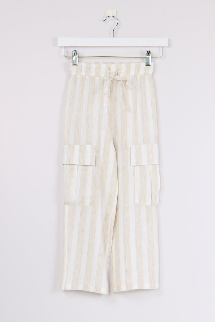 Pantalone Cargo Lino Latte/beige