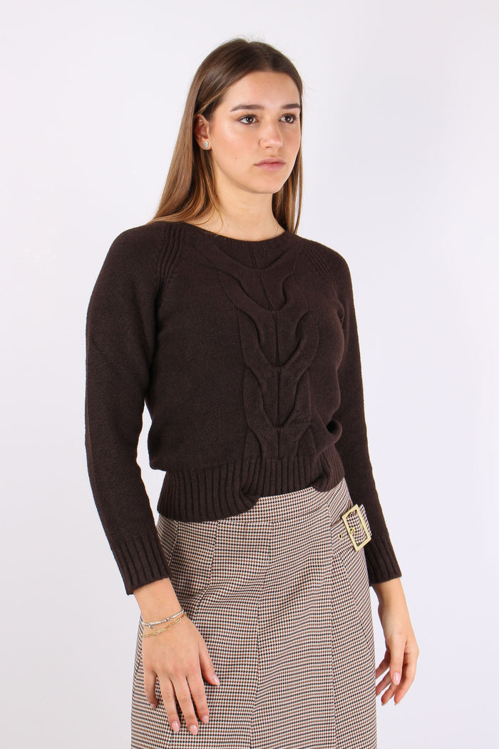 Maglia Viscosa Treccia Central Moro-6