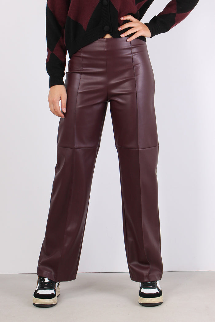Pantalone Dritto Ecopelle Bordeaux-2