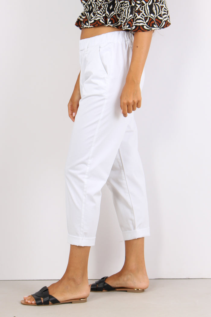 Pantalone Elastico Cotone Legg Bianco-3