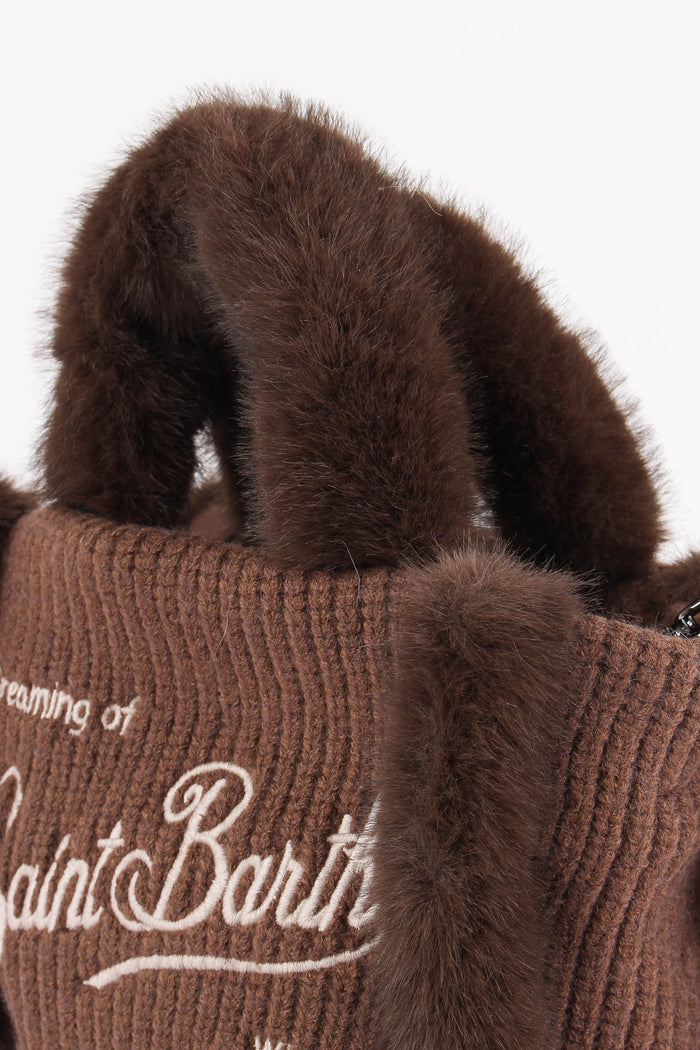 Borsa Mano Costine Pelliccia Brown-7