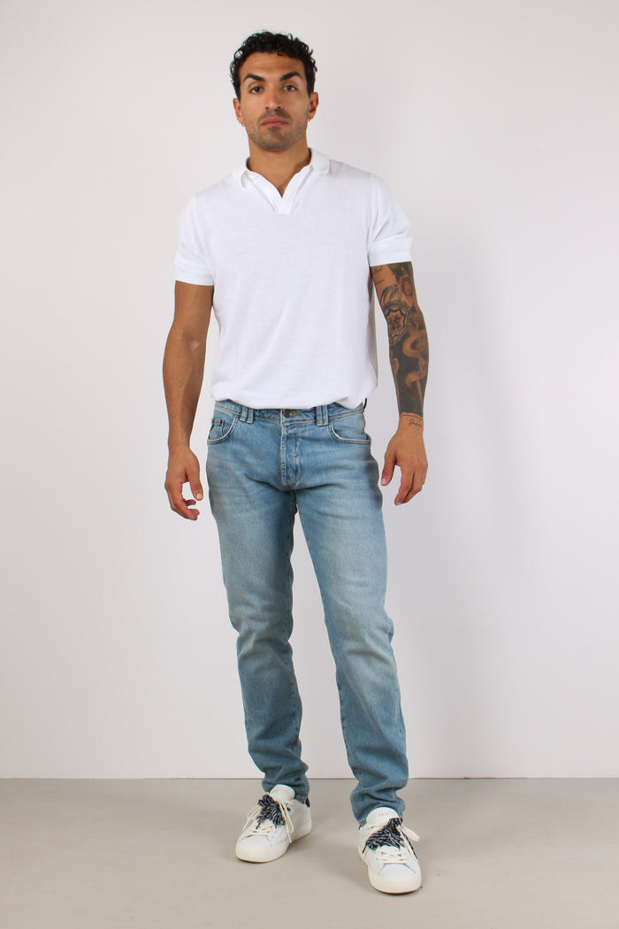 Denim Tapered Fondo Stretto Denim Chiaro