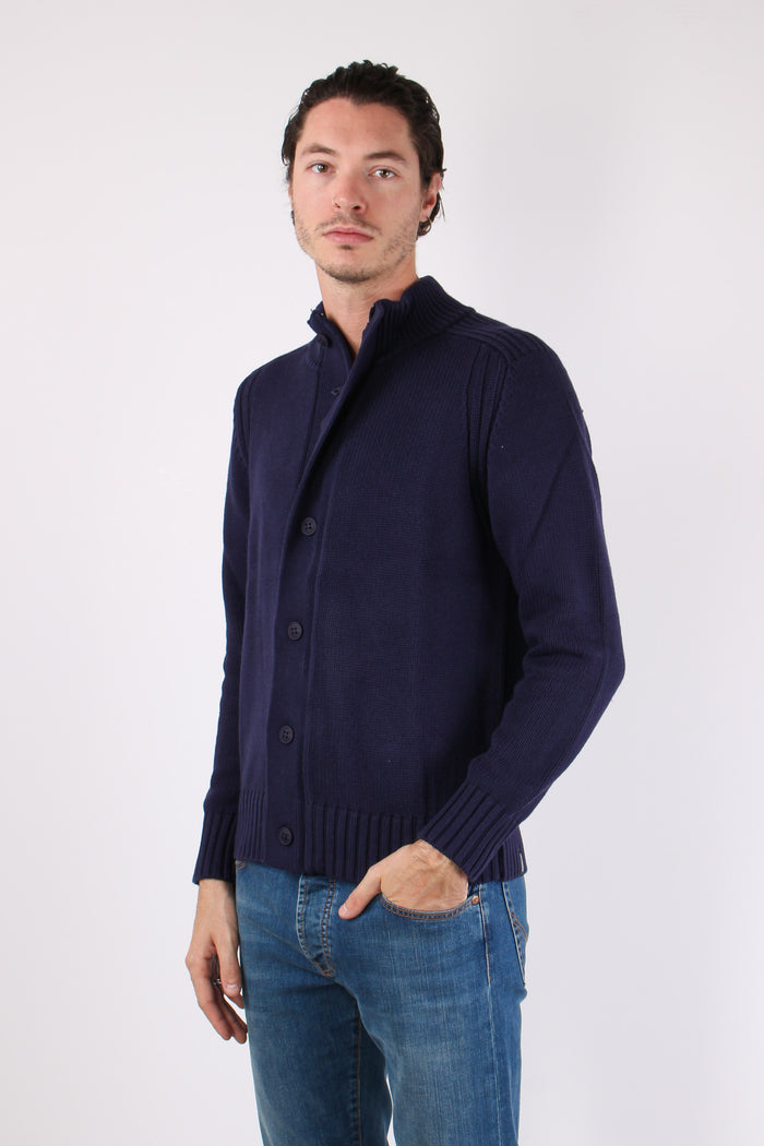 Cardigan Bottoni Cotone Poseidon Blue-4