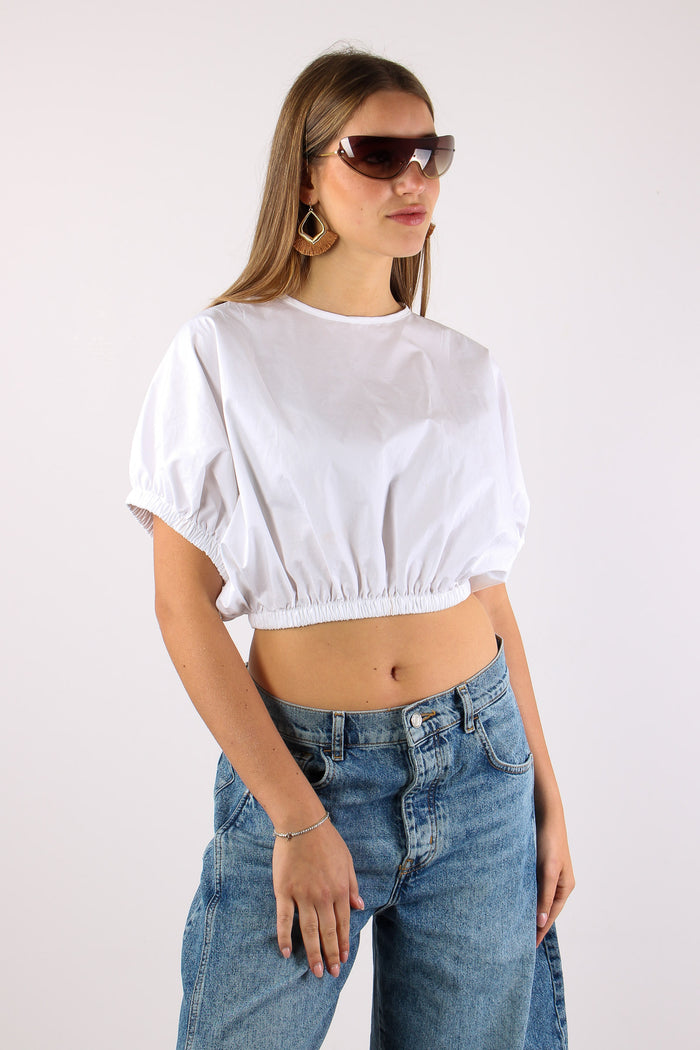 Camicia Cropped Elastico Bianco-6