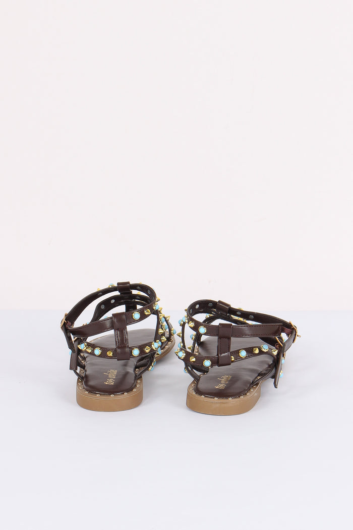 Sandalo Borchia Multicolor Brown-3
