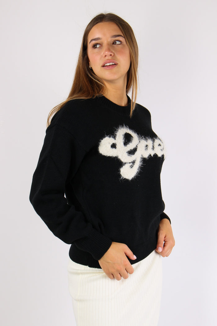 Maglia Logo Mohair Nero-9