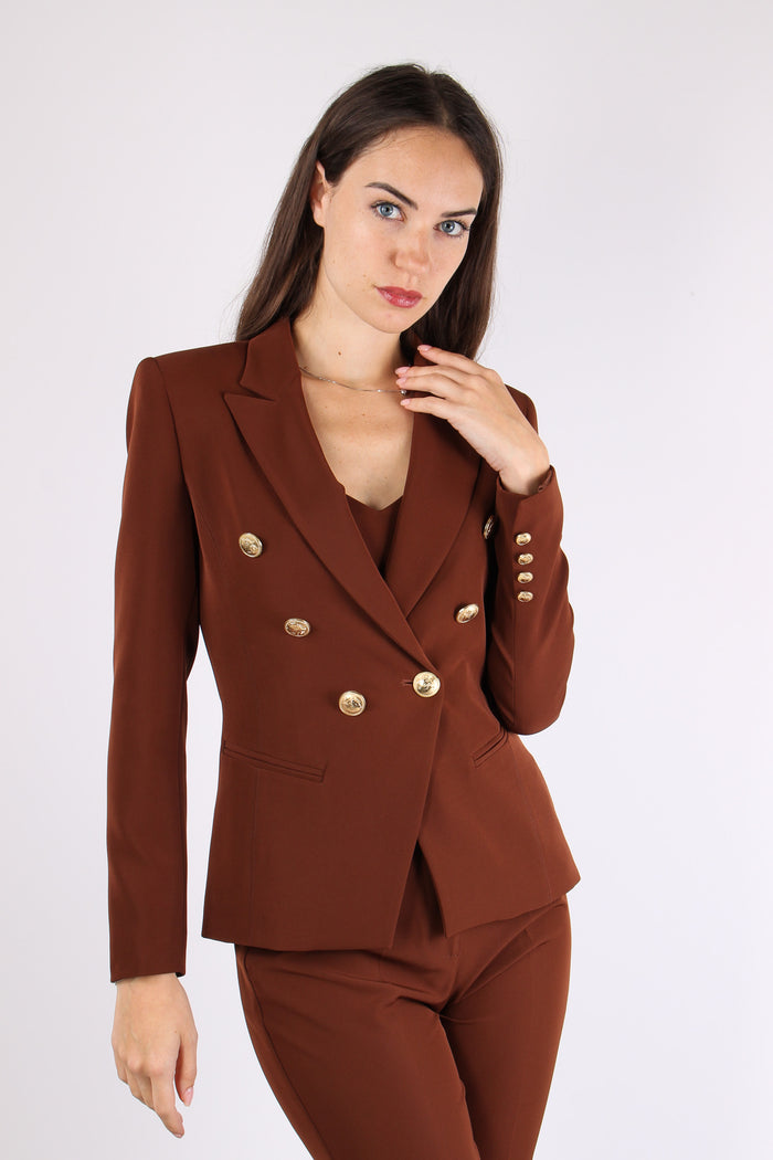 Giacca Doppiopetto Bottoni Con Brown-5