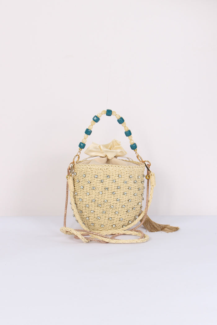 Secchiello Paglia Strass Natural-3