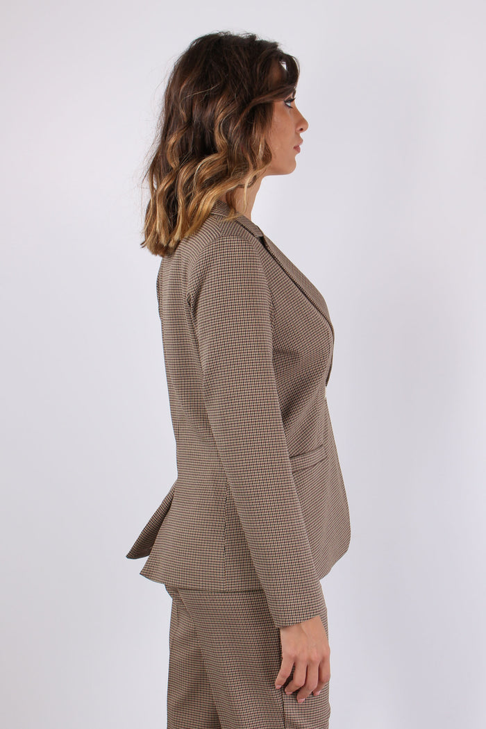 Giacca Micro Pied De Poule Cammello-6