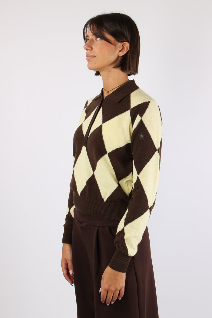 Polo 100% Lana Losanghe Giallo/moro-4