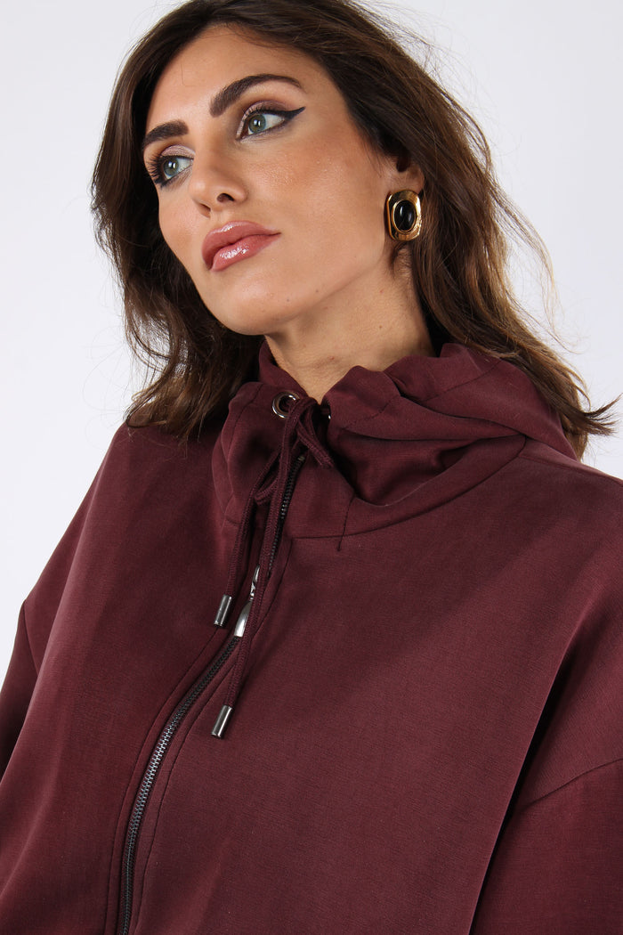 Felpa Modal Fodera Cappuccio Bordeaux-7