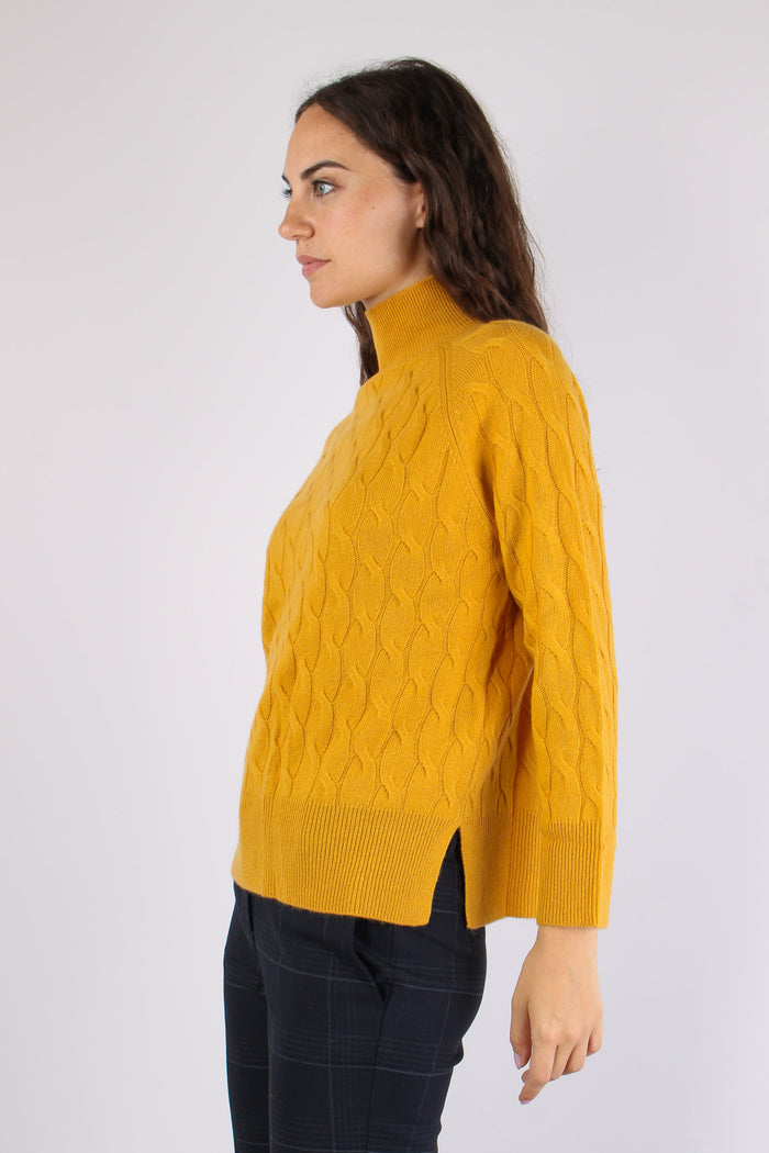 Mlsgattoni Maglia Collo Alto Trecce Oro-5