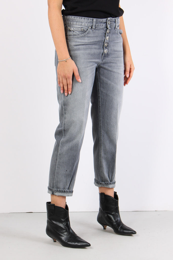 Koons Denim Risvolto  Bottone Grigio-8