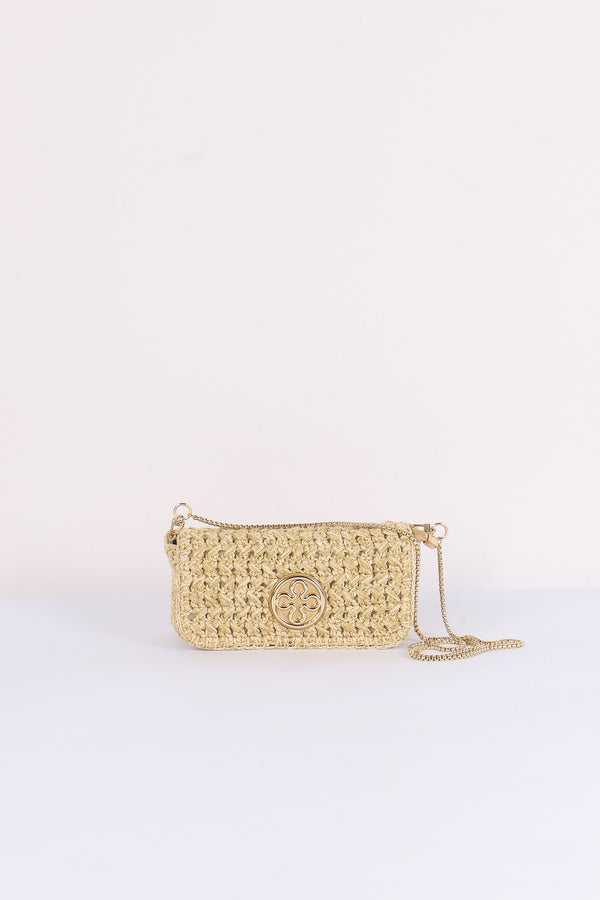 Greta Pochette Crochet Laminat Oro