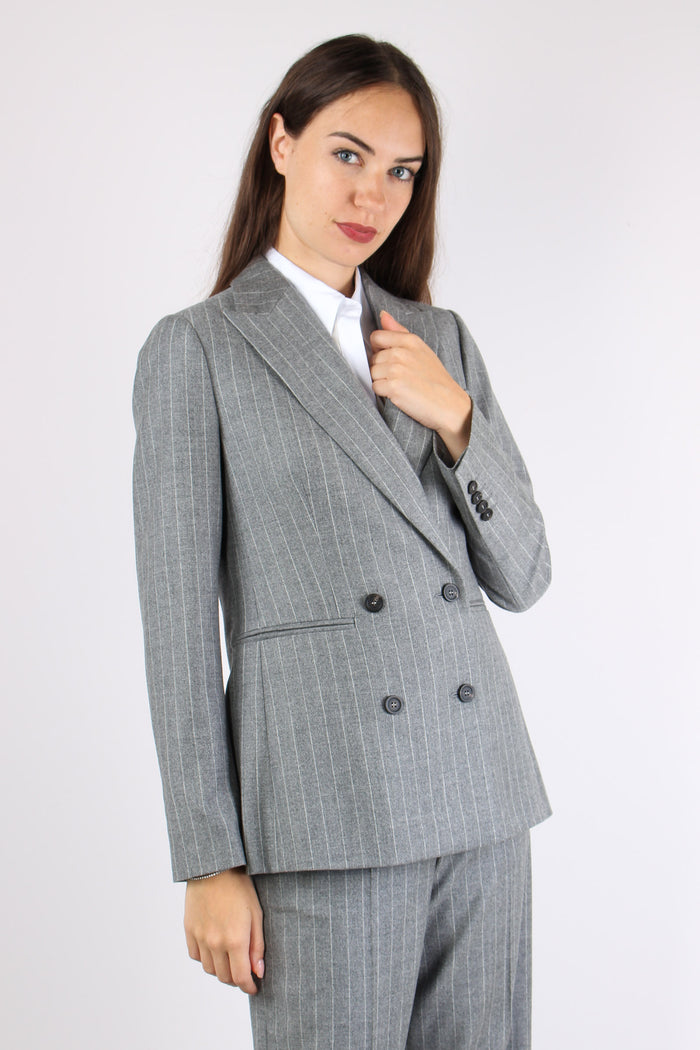 Giacca Lurex Gessata Grigio-3