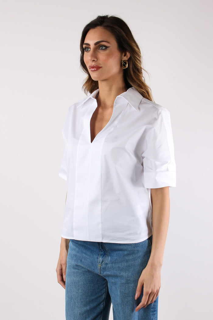 Camicia M/m Effetto Polo Bianco-4