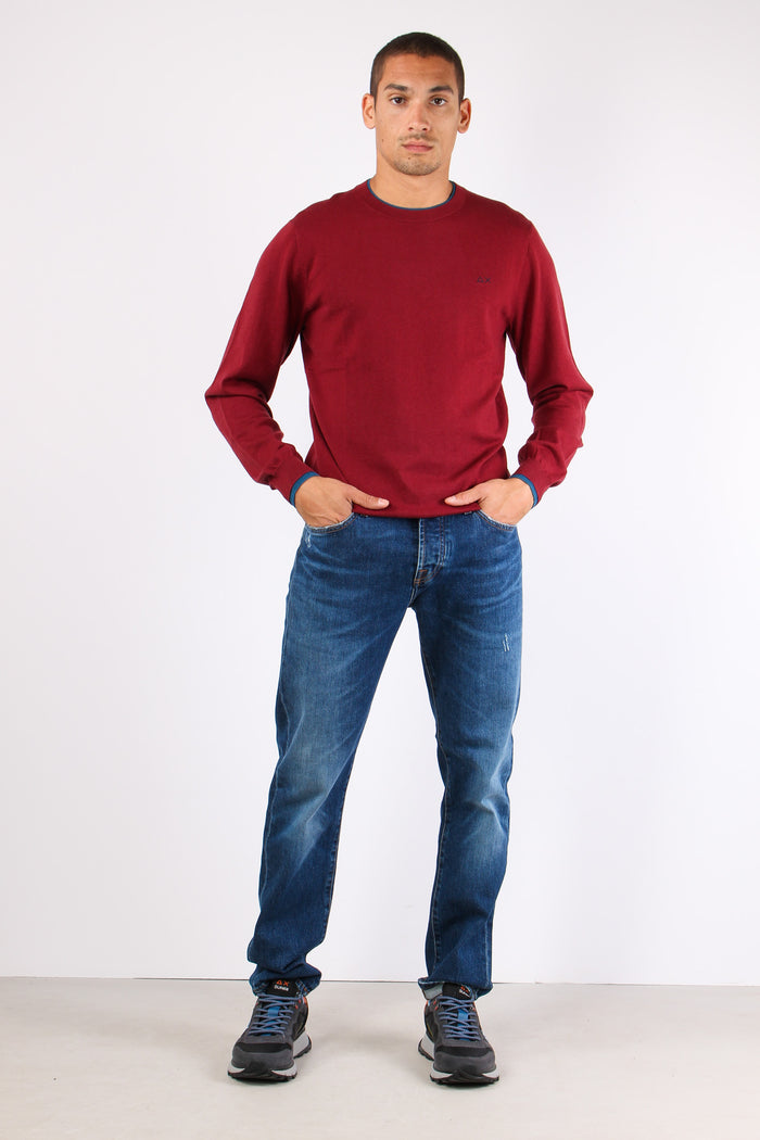 Maglia Misto Lana Profilo Coll Bordeaux