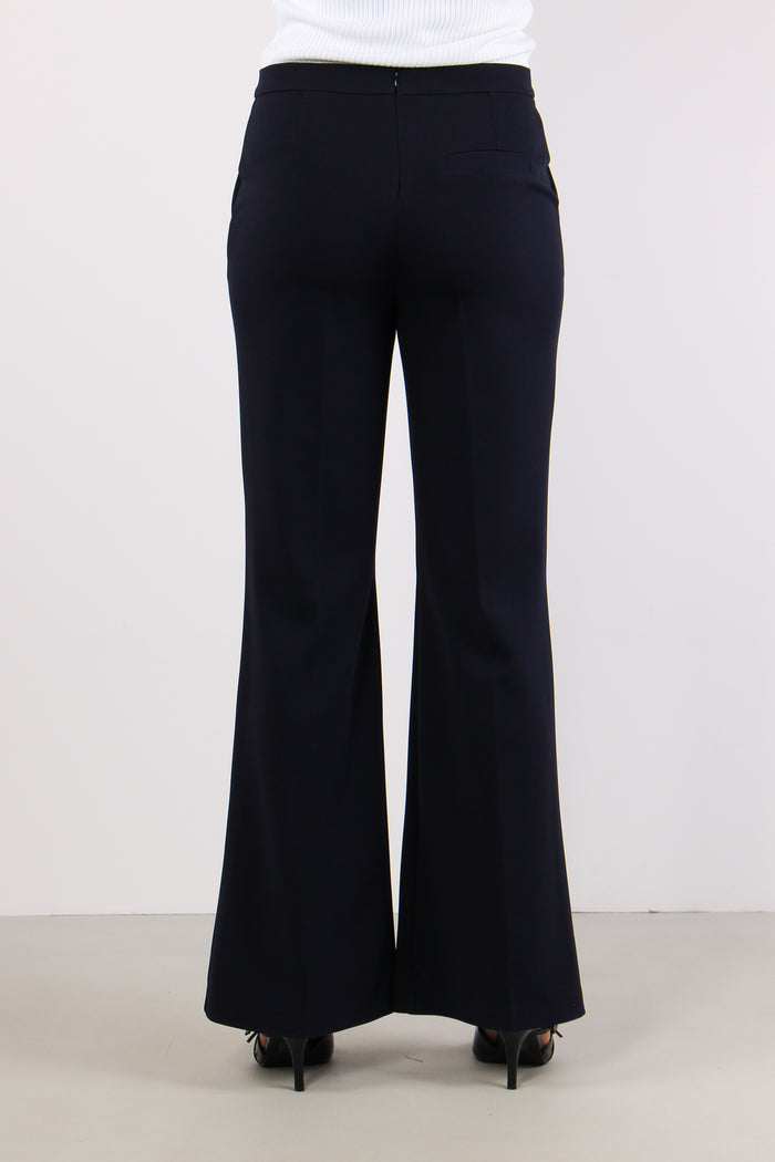 Pantalone Zampa Scuba Crepe Blu-4