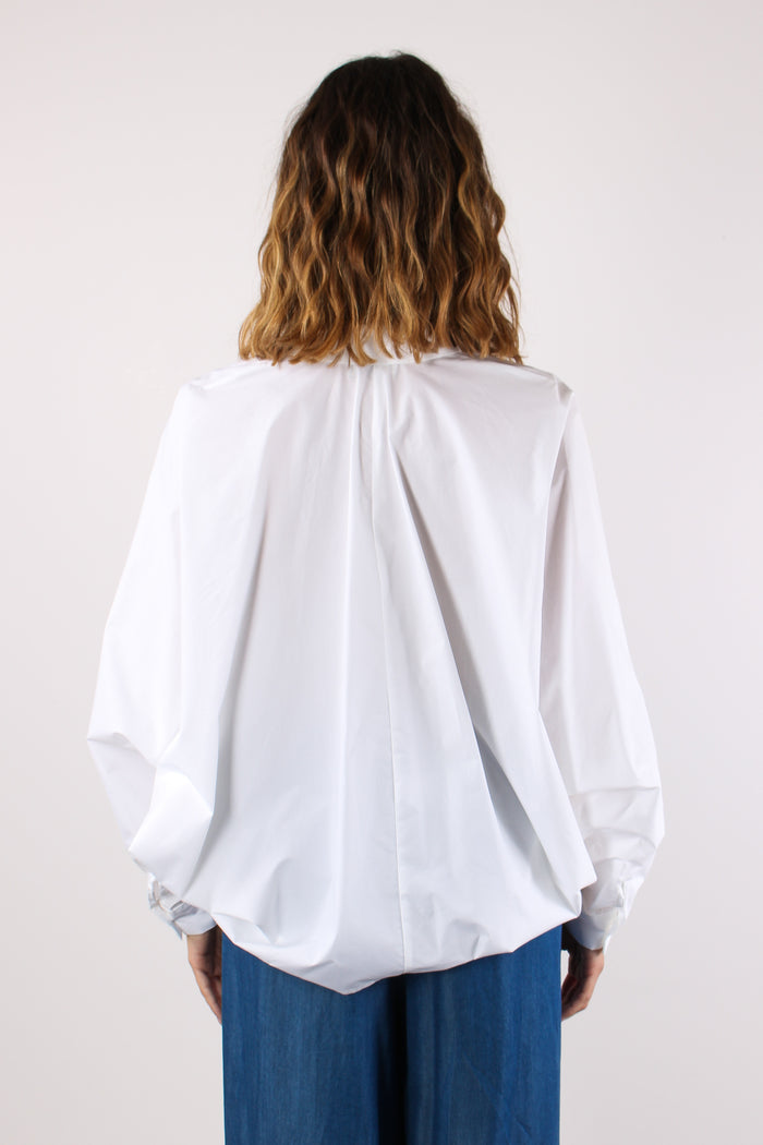 Camicia Over Cotone Bianco-4