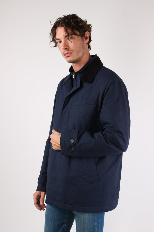 Cappotto Morning Corto Canvas Blu-2