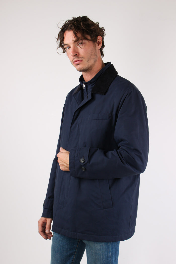 Cappotto Morning Corto Canvas Blu-2
