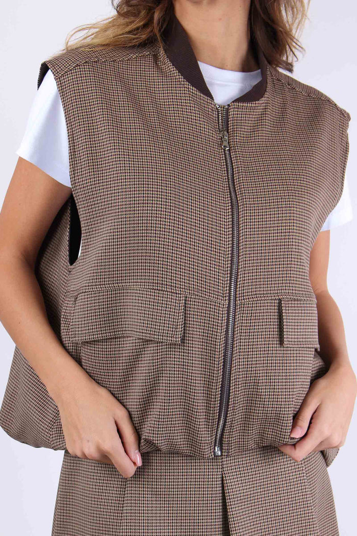 Gilet Foderato Arriccio Fondo Micro Check-8
