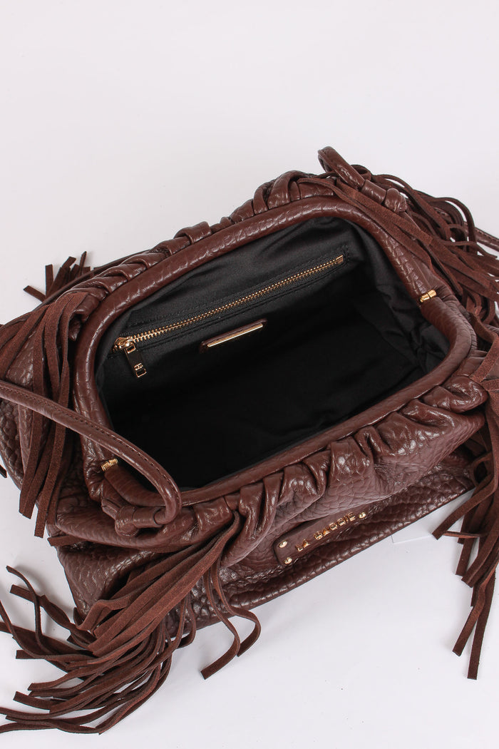 Borsa Souffle Frange Dark Brown-4