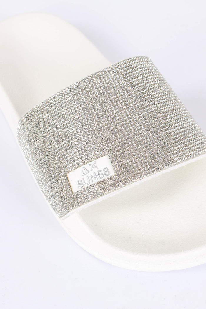 Ciabatta Fascia Strass Bianco-4