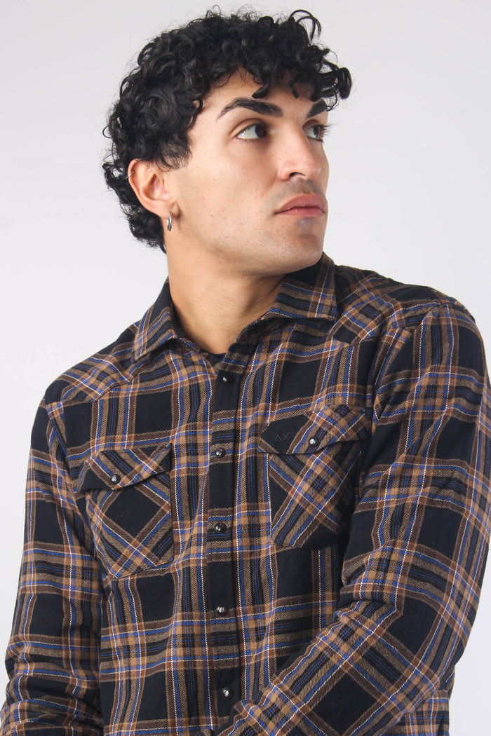 Camicia Texana Check Nero/beige-7