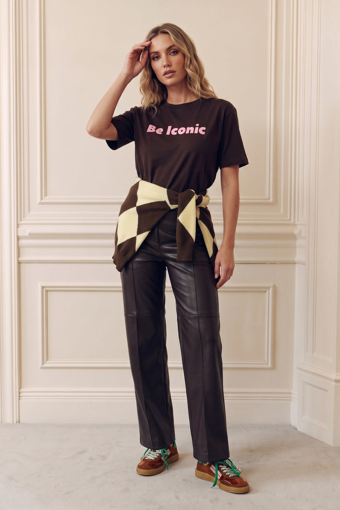 T-shirt Stampa Scritta Be Icon Moro