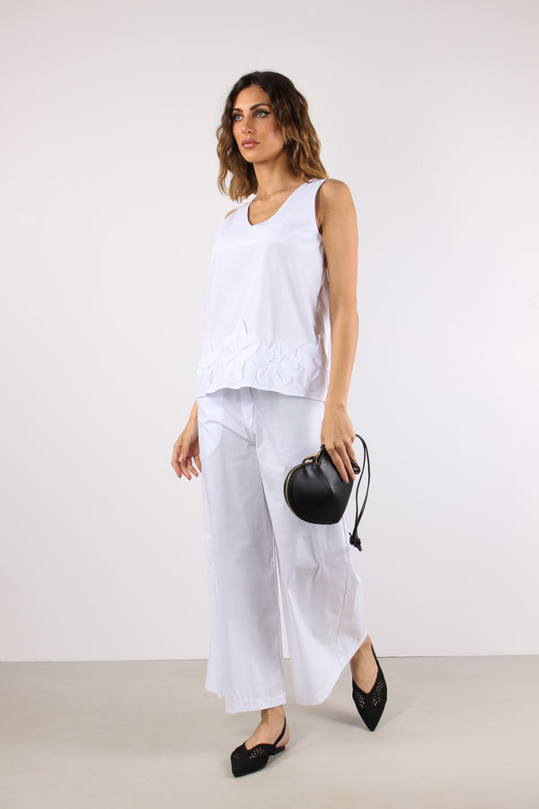 Pantalone Cropped Cotone Bianco