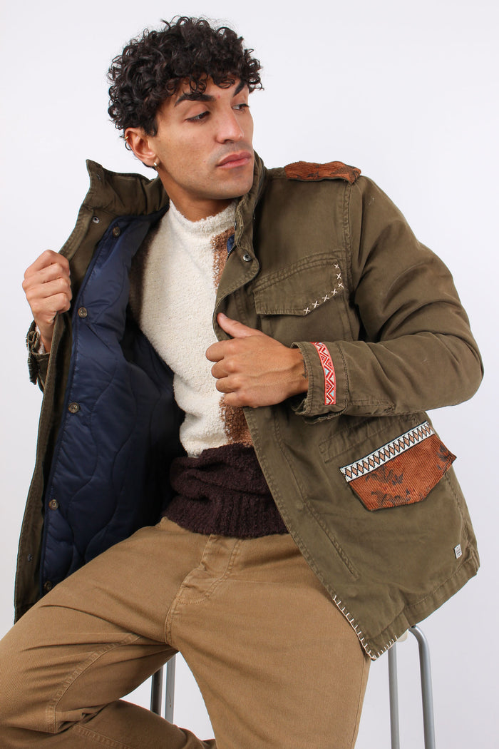 Giubbotto Sahariano Toppe Militare-2