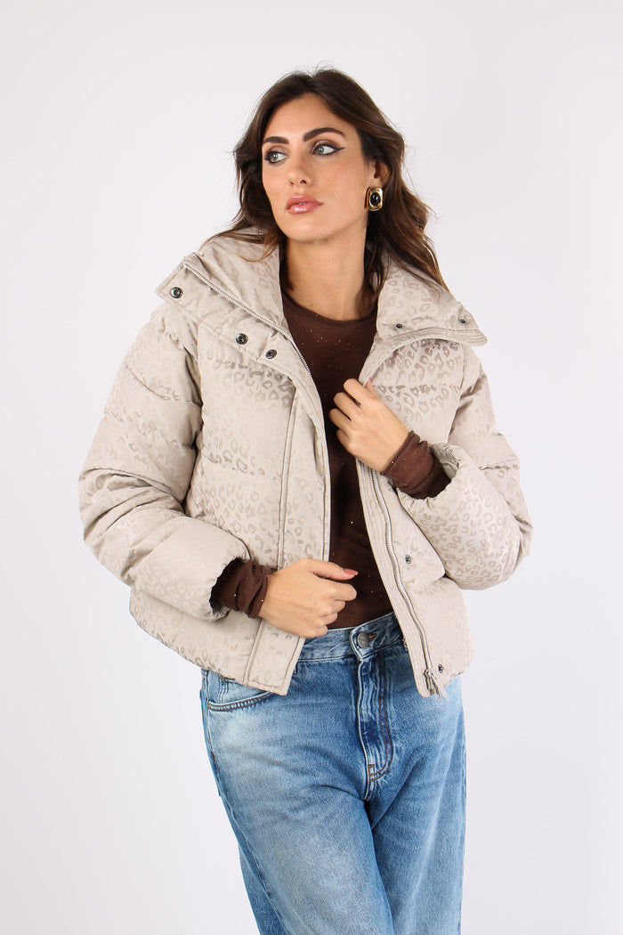 Piumino Corto Animalier Canapa-3