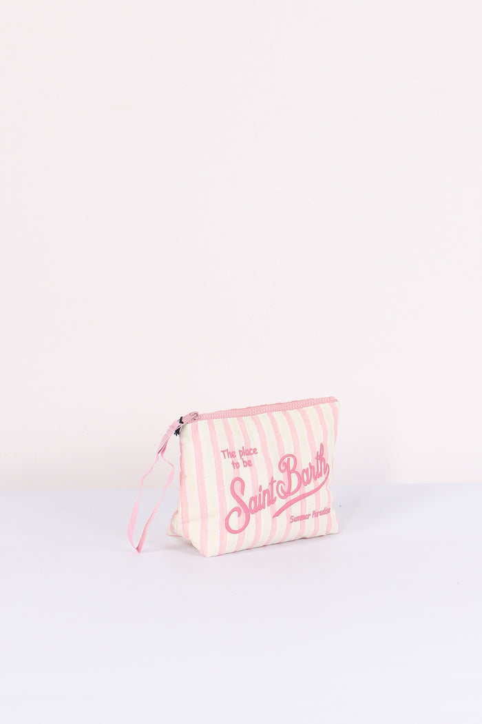 Aline Pochette Cotone Righe Rosa-5