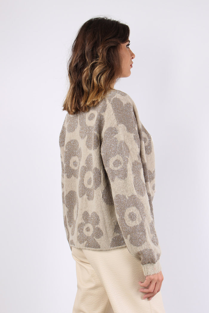 Cardigan Lurex Stampa Oro-8