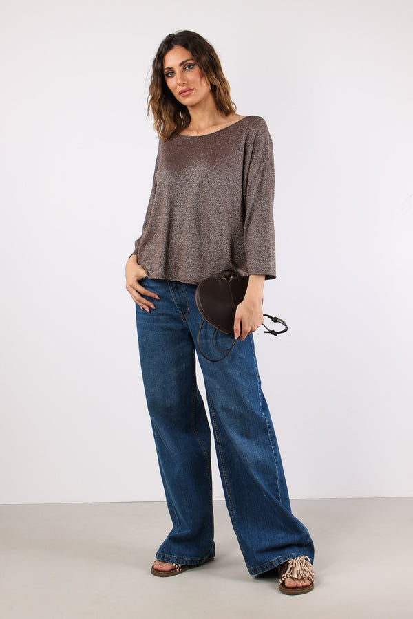 Maglia Scavo Barca Lurex Cioccolato