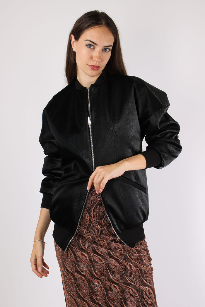 Bomber Effetto Pitone Nero-3