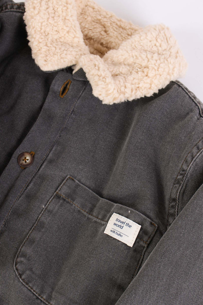 Giubbotto Inserto Teddy Grey Denim-3