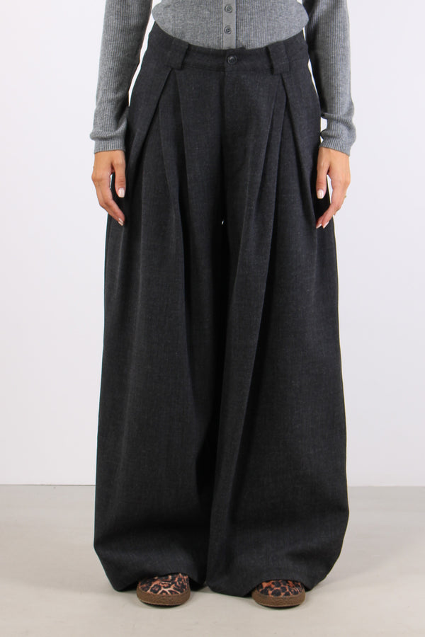 Pantalone Lana Maxi Pences Grigio-2