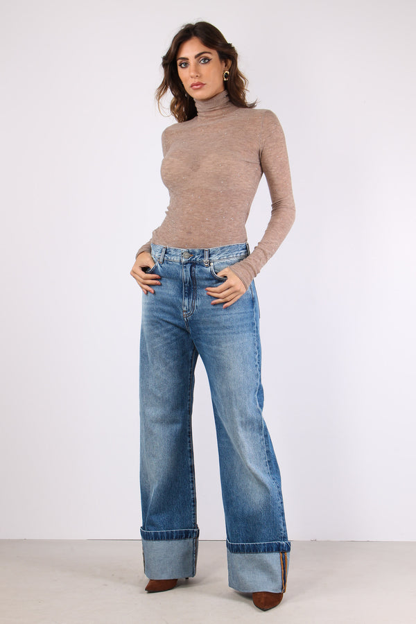 Wanda Denim Maxi Risvolto Denim Medio