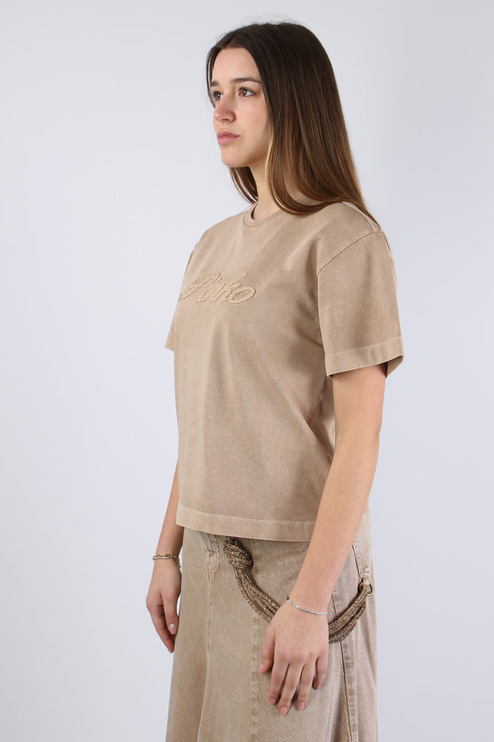 Sheryl T-shirt Logo Pizzo Beige Chantilly-6