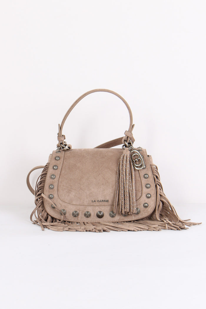 Borsa 1 Manico Suede Borchie Taupe