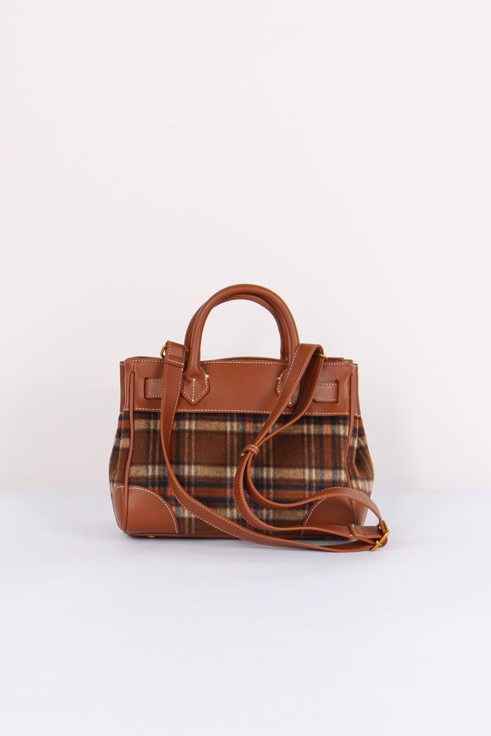 Mini Shopping Bimateriale Patch Tartan Orange-3