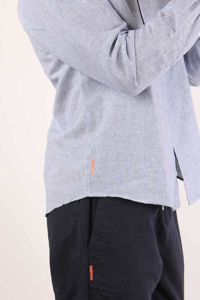 Camicia Misto Lino Riga Navy-8