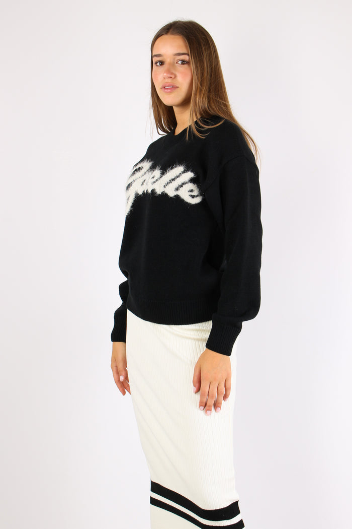 Maglia Logo Mohair Nero-4