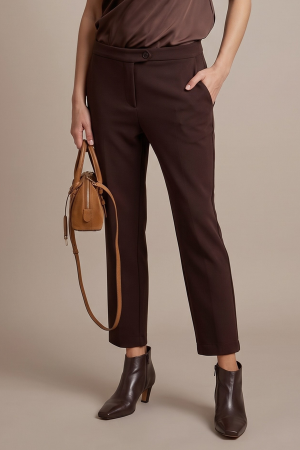 Pantalone Slim Scuba Crepe Moro