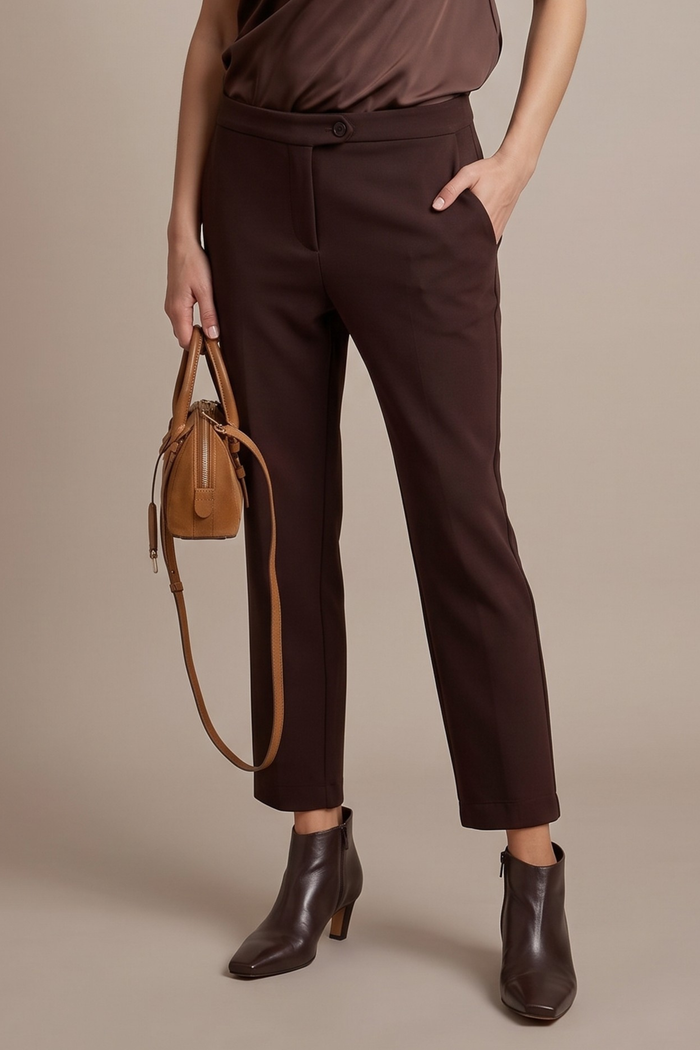 Pantalone Slim Scuba Crepe Moro