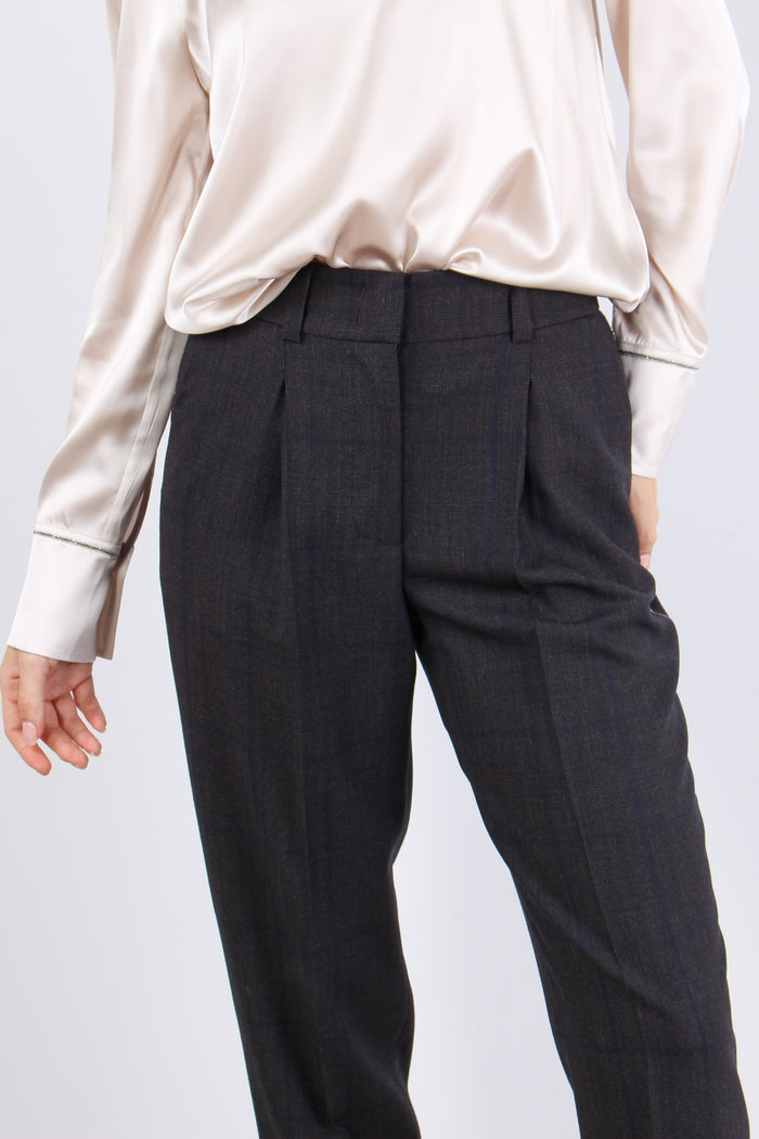 Pantalone Quadri Monile Blu/marrone-7