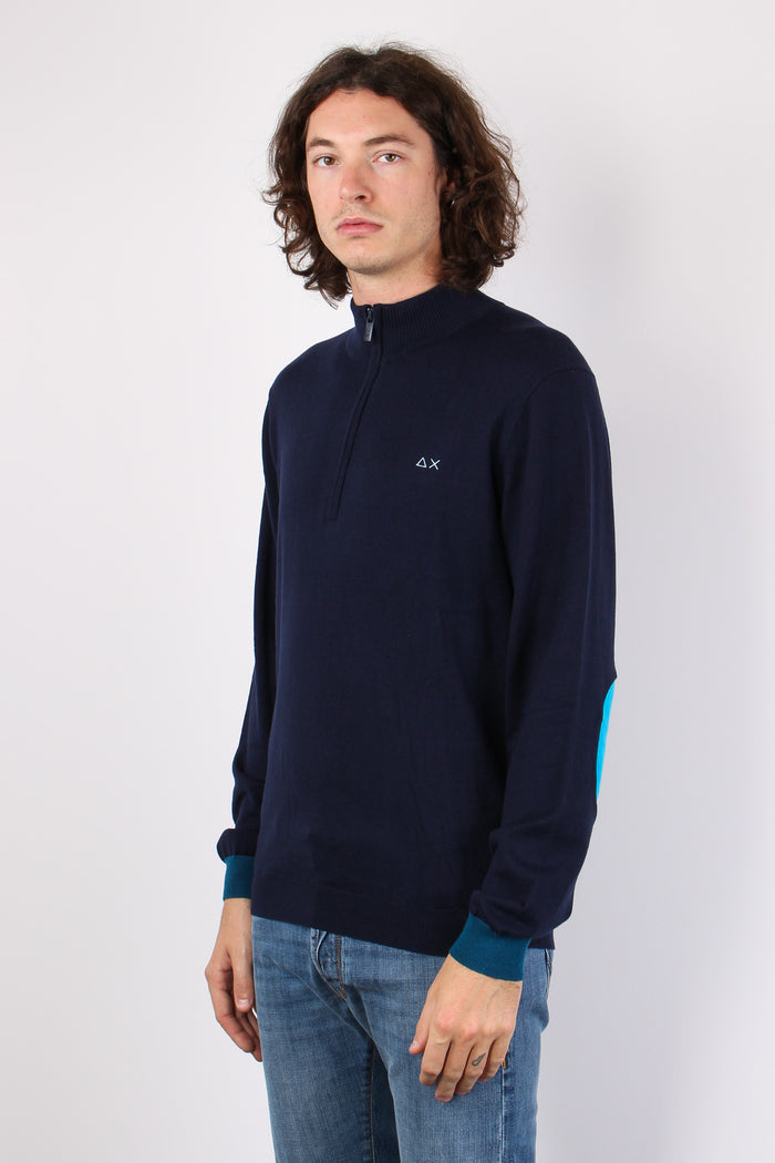 Mezza Zip Toppe Contrasto Navy Blue-2