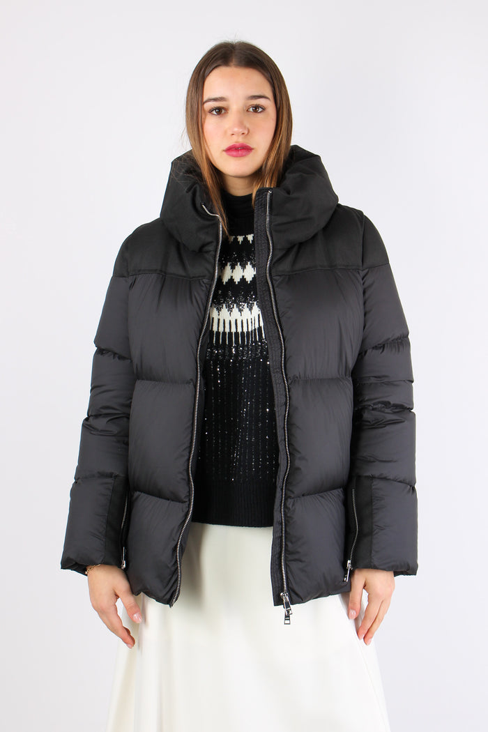 Piumino Zip Bimateriale Black-4
